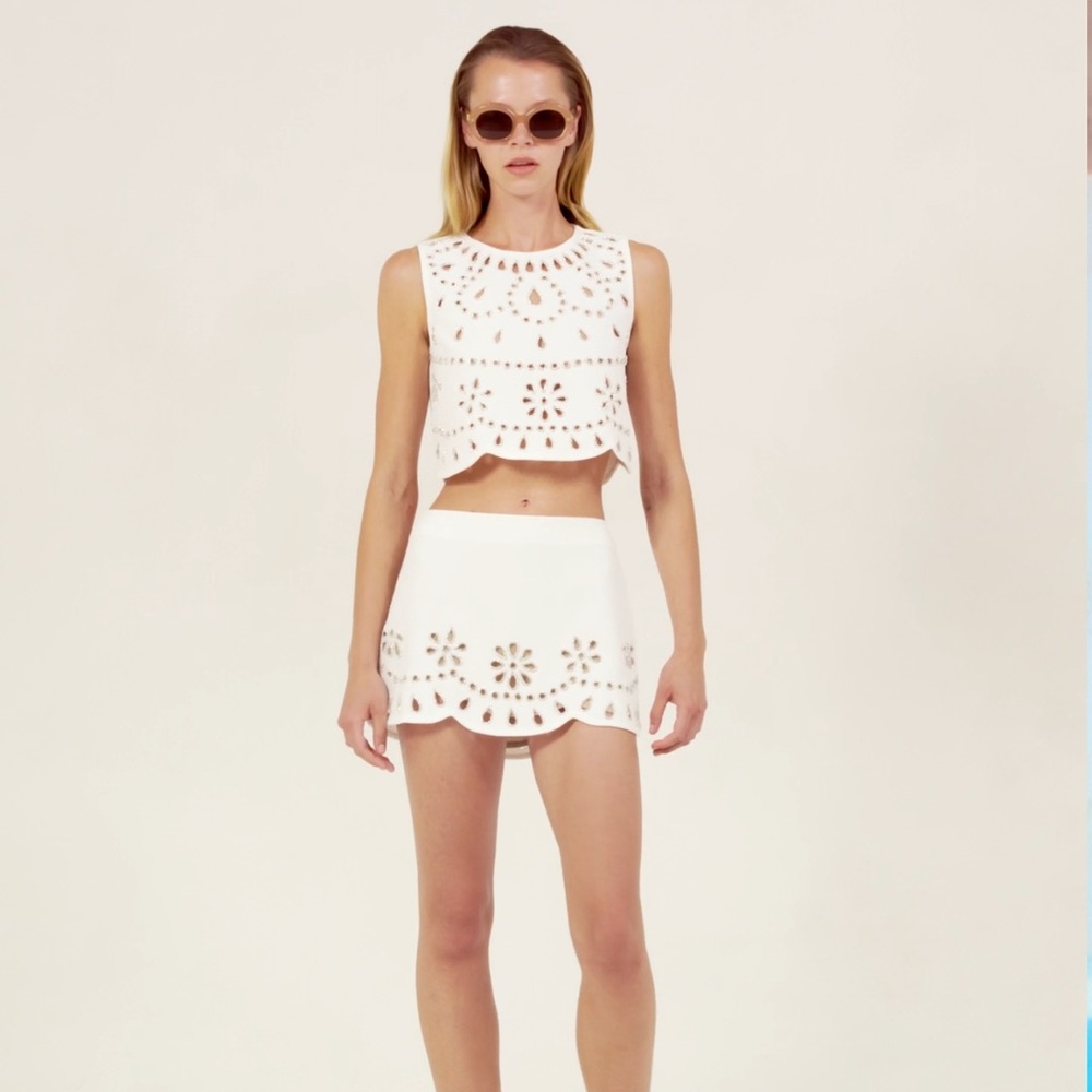 Alexis White Mini Skirt & Top Set, Tavy Top & Tetra Skirt